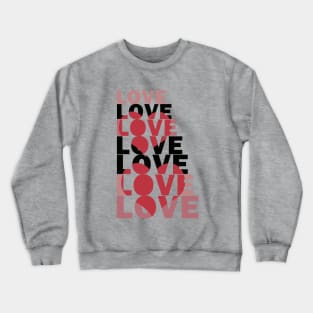 stacked word love with red hearts Crewneck Sweatshirt